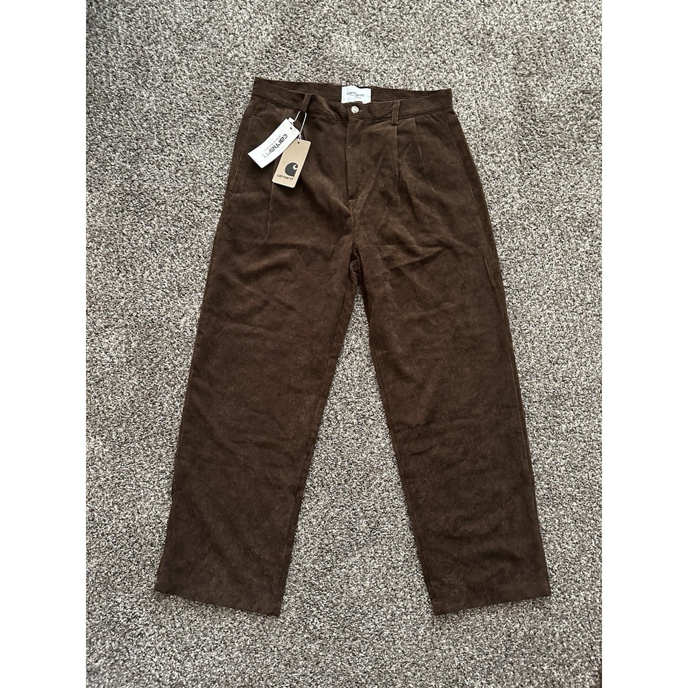 NWT Carhartt WIP Brown Corduroy Pants Trousers Men's XL Relaxed Straight Leg